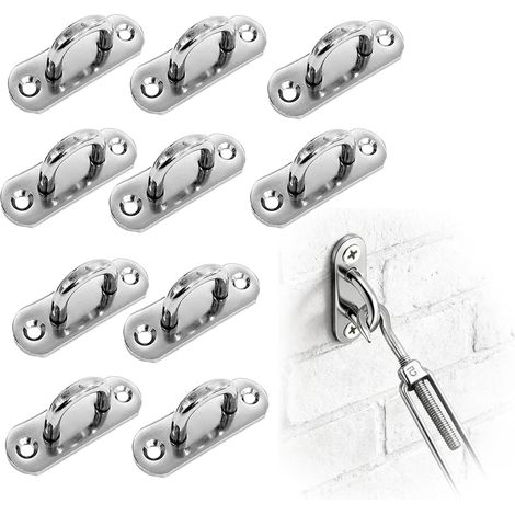 Lot de 10 plaques oculaires en acier inoxydable M5 avec œillet en acier inoxydable - Crochet de plafond - Charge lourde - Crochets de fixation pour suspendre des objets - Plafond - Fauteuil suspendu (1/5)