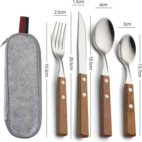 Tragbares 4-teiliges Edelstahl-Besteckset mit Box, nomadischer Stil (1/5)
