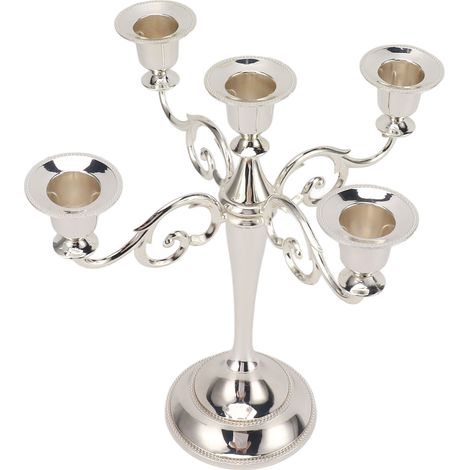 Chandelier en fer à 5 branches, style rétro, idéal pour la maison ou l'église, couleur argent. (1/5)
