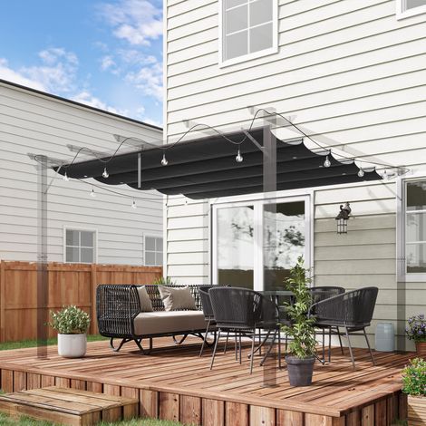 Techo de repuesto para pérgola 250 x 255 cm poliéster gris oscuro OKWISH (1/5)