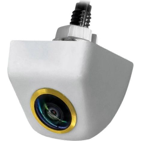Cámara de visión trasera para coche con lente ojo de pez blanca, Full HD 1080P, visión nocturna, cámara ojo de pez AHD. (1/5)