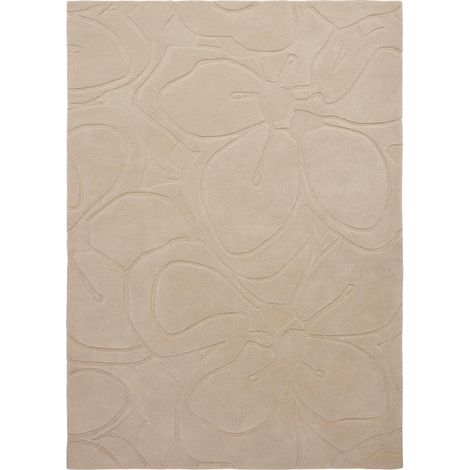 Tapis salon et chambre en laine 170x240 crème rectangle fait à la main (1/5)