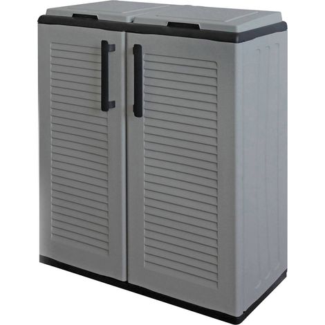 Dmora Armario para exterior o interior, puerta móvil 2 bolsas a 2 puertas para colección separada, 100% Made in Italy, cm 68x37h84, color gris, con embalaje reforzado