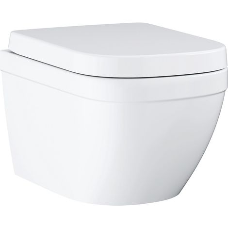 Grohe Euro Ceramic - Inodoro suspendido con asiento softclose, rimless, Triple Vortex, blanco alpino 39693000 (1/2)