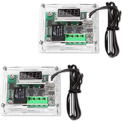 2 Pièces Module de Contrôleur de Température avec Boîtier,Module de Thermostat Numérique à Affichage XH W1209 avec Sonde NTC Etanche (1/4)