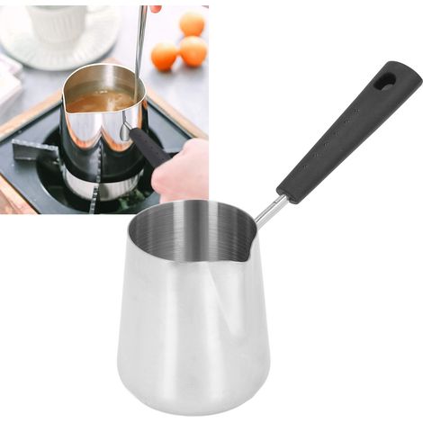 Chauffe-beurre Mini en acier inoxydable, cafetière chauffante 350 ml avec bec verseur pour faire fondre le beurre (1/5)