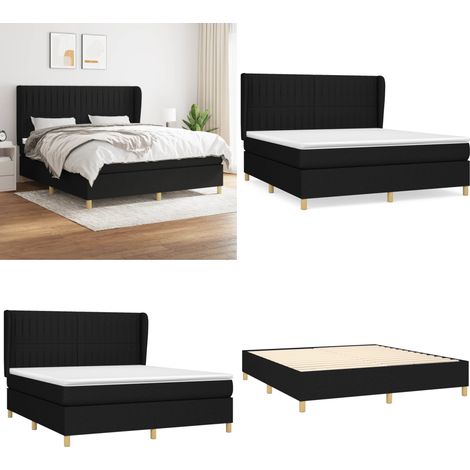 Boxspringbett mit Matratze Schwarz 180x200 cm Stoff - Boxspringbett - Doppelbett - Schlafsystem - Bettrahmen - Lattenrost - Home & Living (1/5)