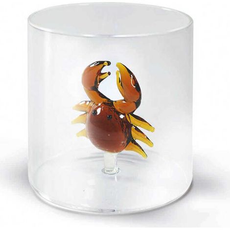 WD LifeStyle Bicchiere Vetro Borosilicato Cc 250 ml Decoro Granchio