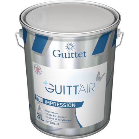 Peinture professionnelle GUITTET Guitt'Air Impression, Écologique, Haute Opacité, Ecolabel A+ Couleur: Blanc - Conditionnement: 3 Litres