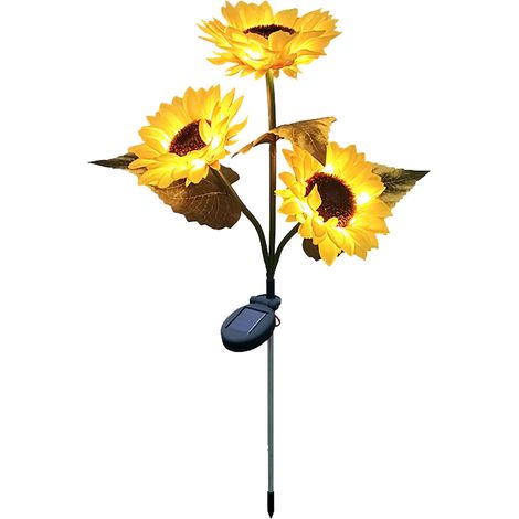 Ortviai Lampe solaire en forme de tournesol avec 24 LED blanc chaud, étanche IP55, pour jardin et cour