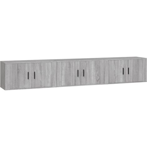 Mobili TV da parete scaffale multimediale credenza TV sala da pranzo soggiorno camera da letto 3 pezzi sonoma 80 x 345 x 40 cm grigio 020029051
