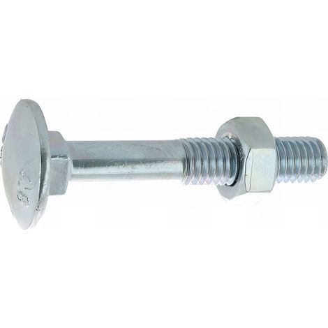 10 Boulons tête ronde collet carré DIN603/555 acier zingués blanc diamètre 8,0 mm - Longueur 80 mm mm - Diamètre 8 mm