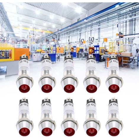 Lot de 10 indicateurs lumineux miniatures rouges pour alimentation 220 V (rouge, jaune, vert) (1/5)