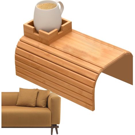 Plateau de banc - Porte-gobelet en bois , table d'appoint clipsable , dessous verre antidérapant Org (1/5)