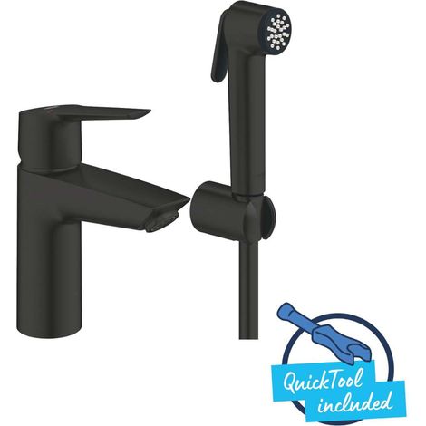 Grohe QuickFix Start - Waschtischarmatur mit Bidetbrause, schwarz matt 231232433 (1/4)