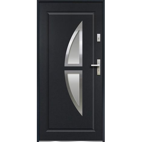 Porta d'ingresso Apertura verso sinistra H.207 x l.100 cm in Acciaio smaltato e Inox Antracite - COVAS (1/2)