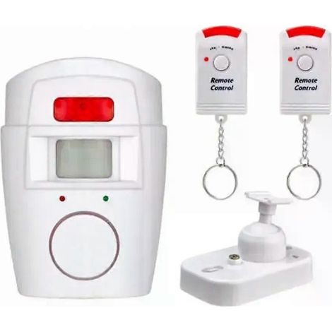 Mini-alarme sans fil télécommandée avec détecteur de mouvement infrarouge et sirène puissante de 105 dB pour la sécurité de votre domicile et la protection contre le vol. (1/4)
