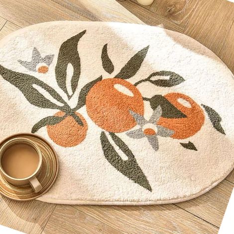 Tapis de salle de bain floral transversal, absorbant, antidérapant, tapis de toilette, tapis d'intérieur, livraison directe, fleur d'oranger, 50 x 80 cm (1/5)