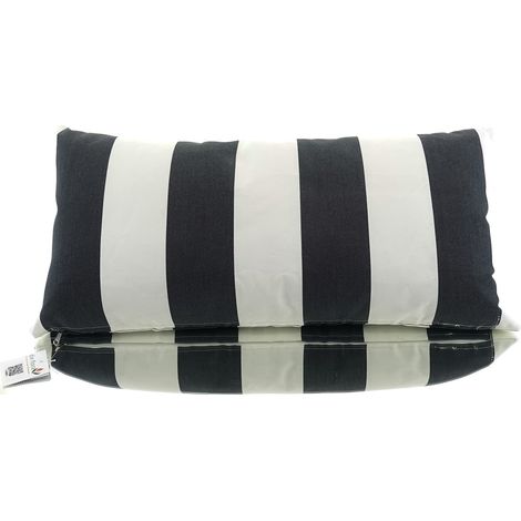 VAN DER LEEDEN Kissen Schwarz & Weiß gestreift 70 cm x 35 cm (1/2)