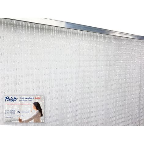 PABLO TENT © avec perles anti-insectes TRANSPARENT en PVC anti-bruit avec tige METAL Cm. 140x230