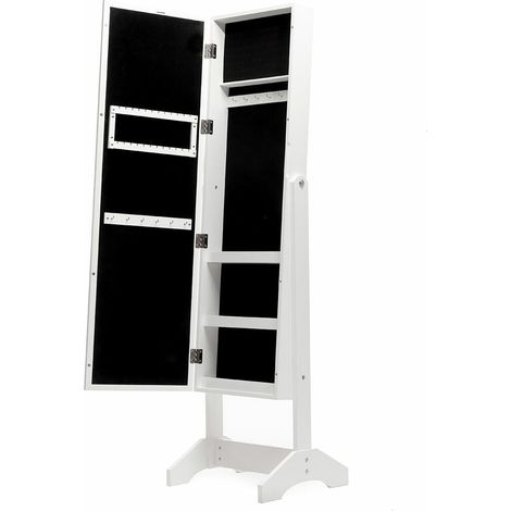 Armoire à bijoux sur pied avec miroir inclinable – Éclairage LED 16 lumières – Bois MDF blanc – Dimensions 37,5 x 136,5 x 36,5 cm – Innovagoods (1/5)