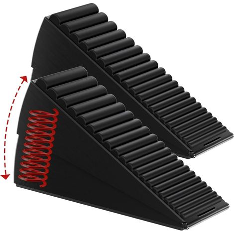 Zwei robuste Türstopper, großer verstellbarer, federbelasteter Türstopper, hoher Keiltürstopper, geeignet für alle Arten von schweren Türen, Farbe: Schwarz.