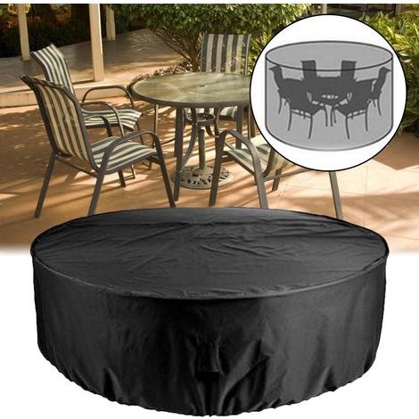 Nappe ronde pour table de jardin – Résistante à l'eau et à la poussière – 128 x 71 cm – Noir (1/5)