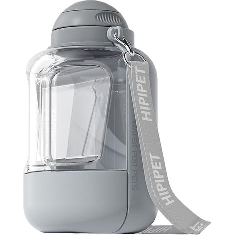 Filiyano-Bouteille d'eau et de nourriture pour chien grande capacité 1000 ml + 300 g - Distributeur portable pour animaux de compagnie (gris) (1/5)