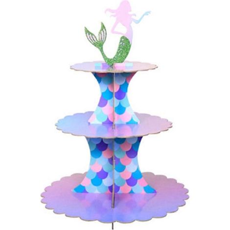 Set Meerjungfrau Cupcake-Ständer Kuchen Dessert Organisation Halter Haushalt (1/5)