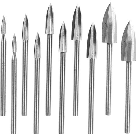 10 Pièces D'Accessoires De Forage De Sculpture Et De Gravure Sur Bois - Foret De Gravure - Foret À Bois - Bricolage - Adapté Aux Outils Rotatifs (1/5)