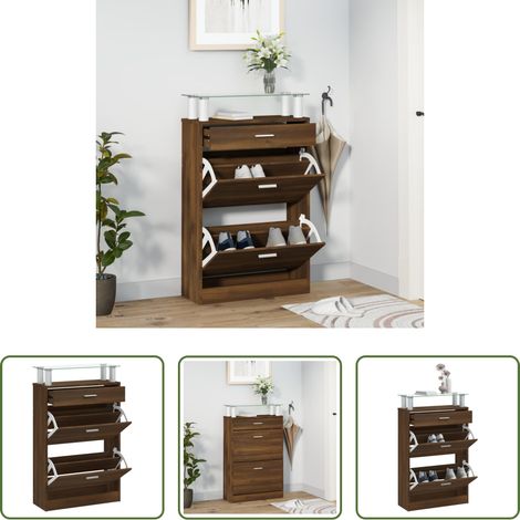 vidaXL Schuhorganizer -  Schuhschrank Braun Eichen-Optik 63x24x104 cm Holzwerkstoff (1/5)