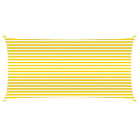 Voile d'ombrage à rayures jaunes et blanches, 6 x 3 mètres, 100% polyester Oxford. (1/5)