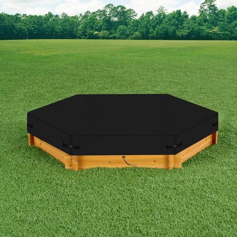 Sandkastenabdeckung - Sechseckig, 600D Oxford, wasserdicht (schwarz 230x200x20cm) (1/5)