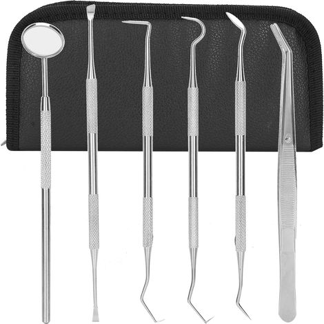 Ensemble de 6 pièces comprenant un gratte-plaque dentaire, un cure-dent, un grattoir, des instruments dentaires et des outils de soins buccaux. (1/5)