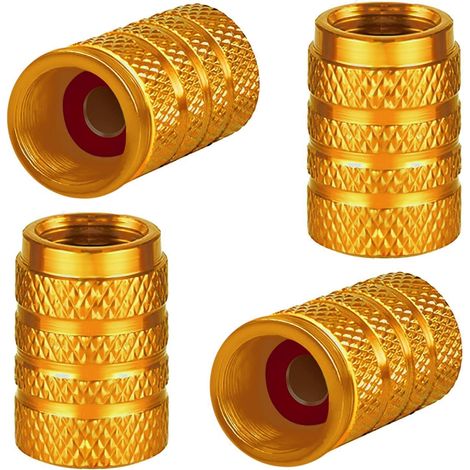 4x Aluminium Reifenventilkappen Gold mit Dichtung für Auto & Fahrrad (1/5)