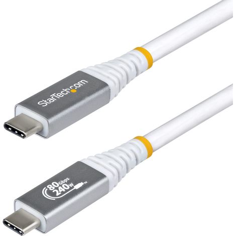 StarTech.com Cavo USB4 da 1,5 m, Cavo USB-C Certificato USB-IF, 80Gbps, PD240W, 8K120Hz / 4K240Hz DP2.1 DP80, Cavetto Tipo-C Compatibile Thunderbolt 4 Bianco