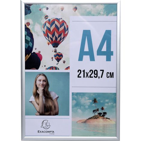 1 cadre photo A4 - à poser sur une table ou accroché au mur - Bords en aluminium - Utilisation verticale ou horizontale - dimensions : 30,5 x 21,8 x 2,6 cm - cristal (1/5)