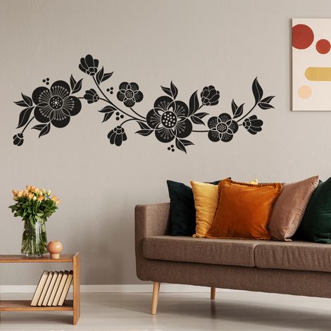Sticker Mural - Fleurs - 27x70 cm - Noir (1/3)