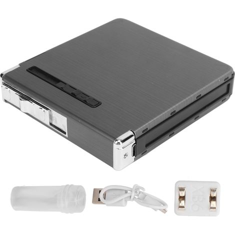 20 Étuis à Cigarettes Rechargeables USB avec Briquet Intégré, Noir Brossé, Homme Femme, Cadeau Fumeur (1/5)