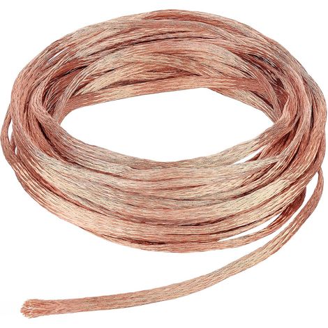 8m 3mm Sangle de Terre Tressée Cuivre Plat, Fil de Cuivre Nu Tressé pour la Mise à la Terre et la Réduction du Bruit, Épaisseur de 0.8mm (1/5)