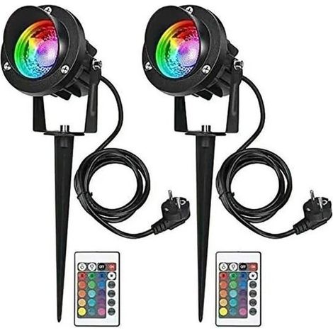 RGB Spot LED Extérieur 10W avec Piquet Éclairage Extérieur LED à Piquer Lampe Jardin étanche IP65 Lot de 2 (1/5)