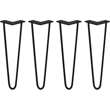 Pieds de table en épingle à cheveux, 16 pouces (41 cm), paquet de 4, noir robuste, acier de 10 mm d'épaisseur, conception à 2 griffes, capacité de charge de 300 kg. (1/5)