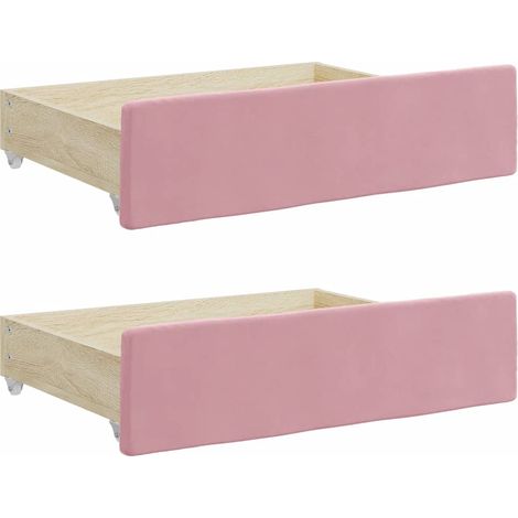 Tiroirs de lit 2 pcs rose bois d'ingénierie et velours (1/5)
