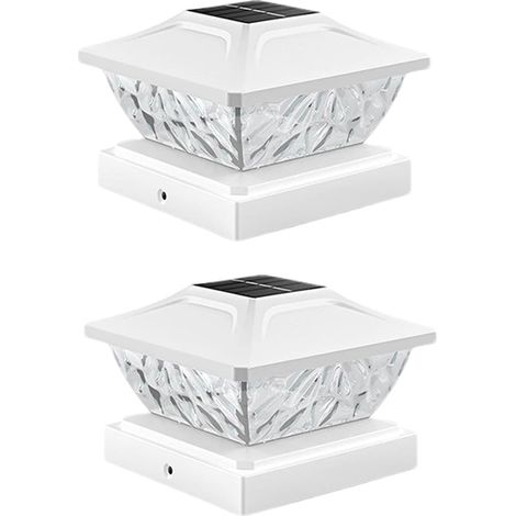 Lampes solaires extérieures pour clôture, lampe solaire de clôture Lumière de pilier de portail solaire,Lampes solaires extérieures imperméables, éclairage décoratif à énergie solaire LED 2 pièces p (1/5)