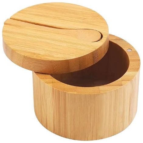 Salzgefäß mit Deckel, Haushaltssalzschalen, Gewürzglas, Salzdose, Salzbehälter aus Holz, Gourmet-Salzbehälter, Gourmet-Salzdose, Gewürzaufbewahrung, Salz- und Pfefferstreuer (1/5)