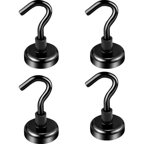Crochets Magnétiques en Néodyme de 20 mm - Aimants avec Crochets Noirs(5pcs) (1/5)