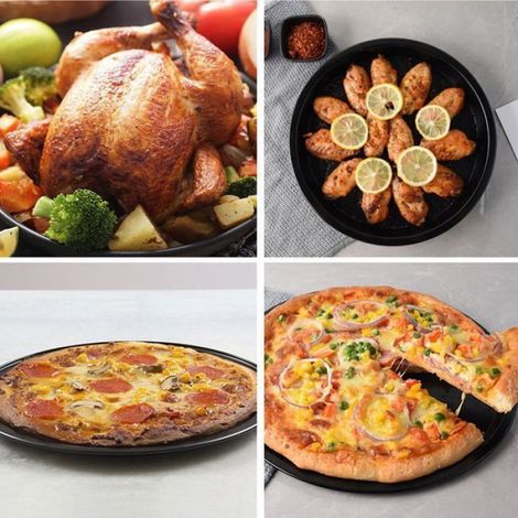 Moule à pizza antiadhésif de 12 pouces, taille compacte, facile à nettoyer, adapté à la cuisine, au restaurant et au bar, noir (1/5)