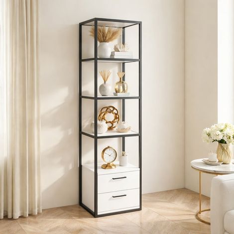 Bücherregal Robbins Schwarz Schwarz Weiß Melamin 39x160x39 cm (1/5)