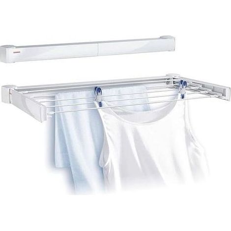 Séchoir mural, sèche Linge dépliable avec 5 Barres de 60 cm, étendoir à linge robuste pour intérieur et extérieur, longueur d'étendage de 3 mètres