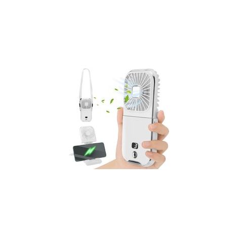 Ventilateur Portable à Main, 4 Vitesses, USB Rechargeable, Silencieux, Idéal pour Voyages Extérieurs et Bureau